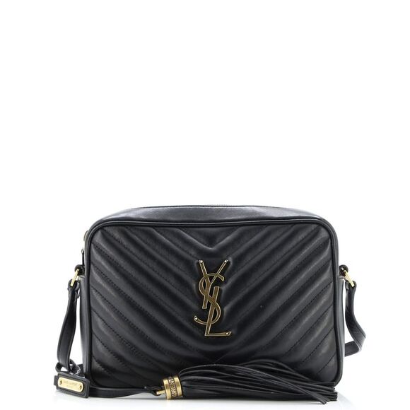Saint Laurent Lou Camera Bag Matelasse Chevron Leather Small Black - Picture 1 of 8